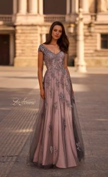 Picture of: Tulle Evening Gown with Embroidery and Cap Sleeves, Style: 23449, Main Picture