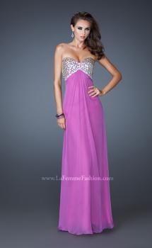 Picture of: Empire Waist Chiffon Dress with Beaded Bodice in Purple, Style: 18695, Main Picture