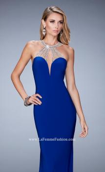Picture of: Jersey Prom Dress with Sweetheart Neckline and Train in Blue, Style: 21929, Main Picture