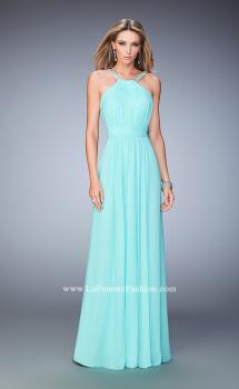 Picture of: Long Prom Dress with Gathered Bodice, Waist, and Skirt in Blue, Style: 22107, Main Picture