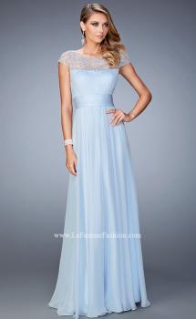 Picture of: Embellished Cap Sleeved Dress with Rhinestones in Blue, Style: 22535, Main Picture