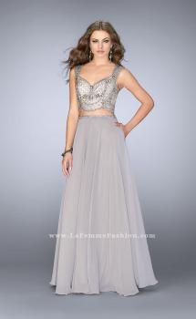 Picture of: A-line Two Piece Dress with Beaded Top and Pockets in Silver, Style: 24417, Main Picture