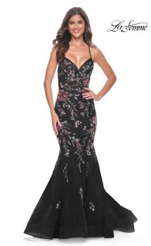 Picture of: Mermaid Dress with Multi Color Sequin Lace Applique in Black, Style: 32246, Main Picture