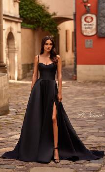 Picture of: Chic Stretch Mikado A-line Evening Dress with Sheer Back in Black , Style 32670, Main Picture