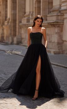 Picture of: Strapless A-line Dress with Full Rhinestone Top in Black , Style 32690, Main Picture