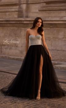 Picture of: Unique Rhinestone Top with Tulle Skirt Prom Dress in Black , Style 32704, Main Picture