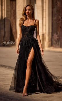 Picture of: Gorgeous A-line Tulle Gown with Beaded Floral Applique in Black , Style 32781, Main Picture