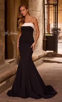 Picture of: Black and White Evening Dress with Mermaid Skirt in Black , Style: 32914, Main Picture