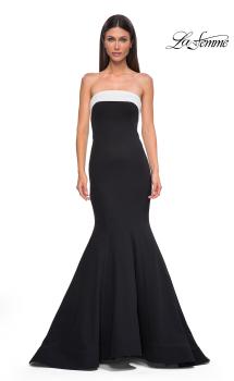 Picture of: Black and White Evening Dress with Mermaid Skirt in Black , Style 32914, Detail Picture 5