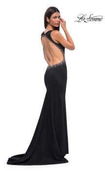 Picture of: Open Back Evening Dress with Rhinestone Embellished Sides and Back in Black , Style 32922, Detail Picture 5