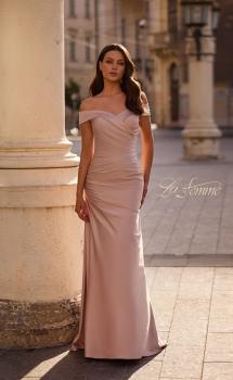 Picture of: Off the Shoulder Satin Evening Dress with Pleating, Style: 28103, Main Picture