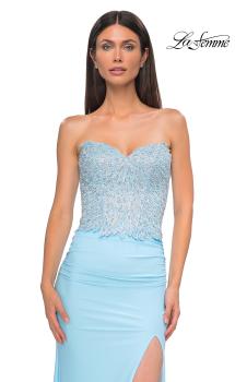 Picture of: Strapless Prom Dress with Unique Rhinestone Design Top in Cloud Blue, Style 32961, Main Picture