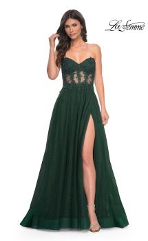 Picture of: A-Line Tulle Ballgown with Lace Illusion Bodice in Green, Style: 32313, Main Picture