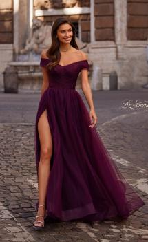 Picture of: A-Line Tulle Prom Dress with Off the Shoulder Top in Dark Berry, Style: 30498, Main Picture