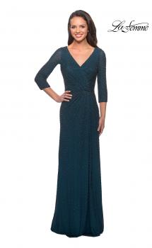 La Femme 28054 Off Shoulder cheapest Long Sleeve Ruched Jersey Gown, 10