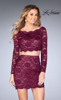 Long Sleeve Lace Two-Piece Dress