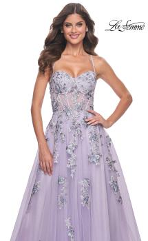 Picture of: A-Line Tulle Prom Dress with Two Tone Beautiful Lace Applique in Lavender, Style: 32221, Main Picture
