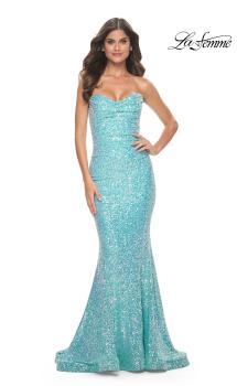 Picture of: Strapless Sweetheart Mermaid Sequin Prom Gown in Light Aqua, Style: 32092, Main Picture