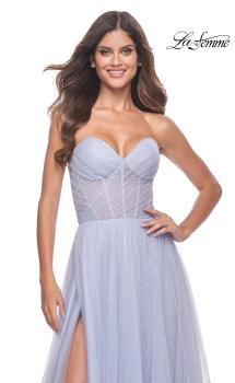 Picture of: Sweetheart Tulle and Rhinestone Prom Dress with Illusion Detail in Light Periwinkle, Style: 31997, Main Picture