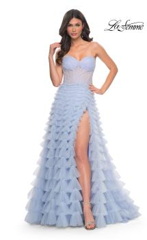 Picture of: A-Line Ruffle Tulle Prom Dress with Sweetheart Top in Purple, Style: 32447, Main Picture