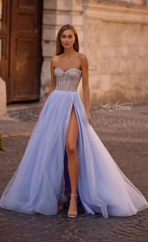 Picture of: Stunning Prom Dress with Rhinestone Lined Corset Top in Light Periwinkle, Style 32811, Main Picture