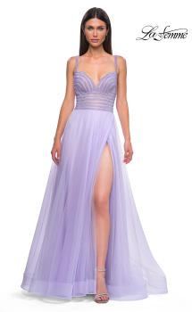 Picture of: Gorgeous Line Rhinestone Top Dress with A-line Tulle Skirt in Light Periwinkle, Style 32714, Detail Picture 5