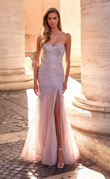 Picture of: Rhinestone and Beaded Print Mermaid Prom Gown with Sweetheart Neck in Mauve, Style: 32197, Main Picture