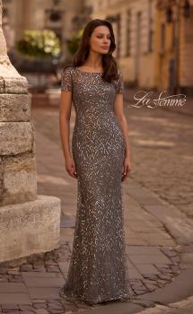 Picture of: Beaded Long Dress with Illusion Top and Sleeves, Style: 29910, Main Picture