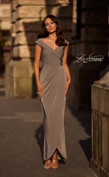 Picture of: Long Jersey Dress with Ruching and Cap Sleeves, Style: 25206, Main Picture