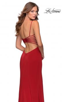 La Femme - 28506 Off Shoulder Tie Low-Cut Open Back Jersey Prom Dress –  Couture Candy
