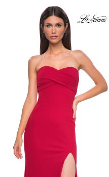 Picture of: Simple Strapless Jersey Dress with Criss Cross Bodice in Red , Style 32863, Detail Picture 5