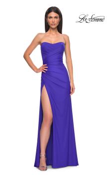 Picture of: Strapless Prom Dress with Side Ruching and Lace Up Back in Royal Blue, Style 33012, Main Picture