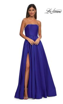 Picture of: A-line Mikado Prom Dress with Rhinestone Neckline in Royal Blue, Style: 33063, Main Picture