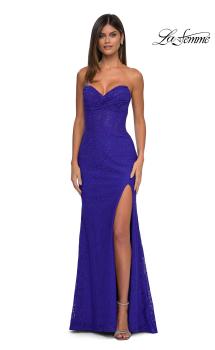 Picture of: Long Lace Prom Dress with Rhinestones and Lace Up Back in Royal Blue, Style: 33069, Main Picture