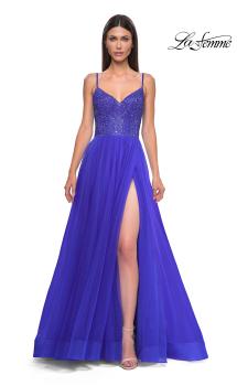 Picture of: Rhinestone Embellished Bodice Prom Dress with Full Skirt in Royal Blue, Style 32668, Detail Picture 5