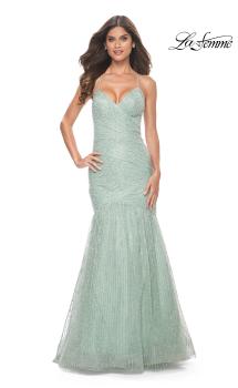 Picture of: Intricate Beaded and Rhinestone Mermaid Prom Dress in Sage, Style: 32026, Main Picture