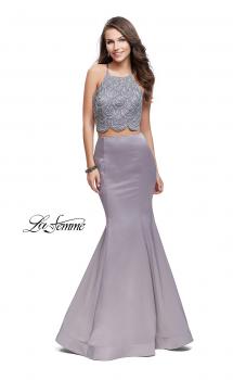 Picture of: Two Piece High Neck Prom Dress with Beading in Silver, Style: 26035, Main Picture