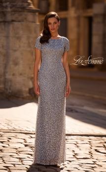 Picture of: Long Print Lace Dress with Short Sleeves, Style: 29134, Main Picture